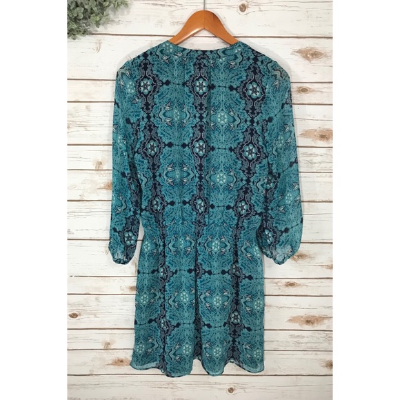 ROSE & OLIVE BLUE BOHO DRESS SIZE MEDIUM - Picture 7 of 8
